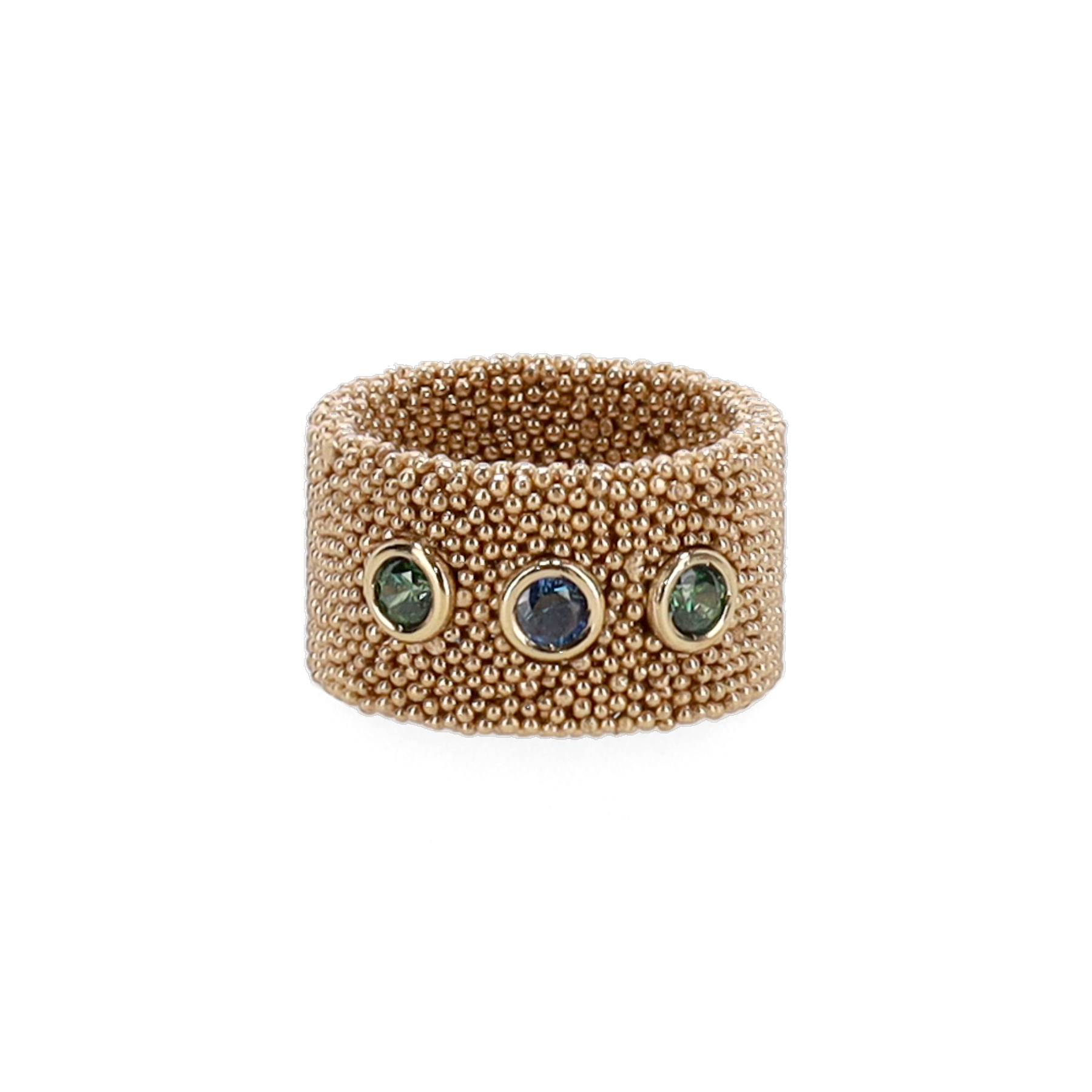 Anello Bohème 8911 Gioielli in bronzo placcato oro con tre zirconi colorati.